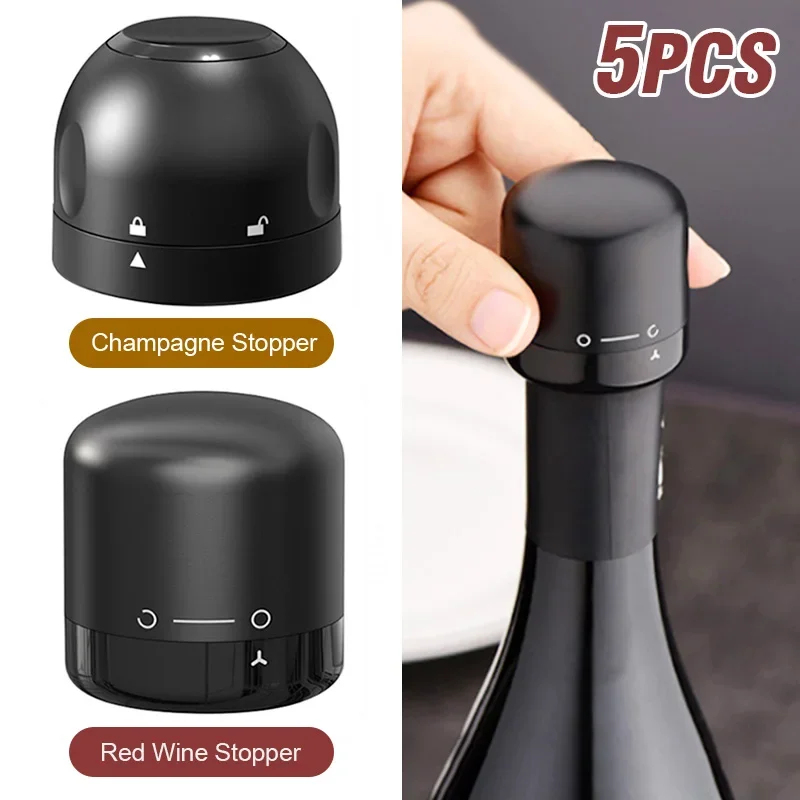 Wine Stopper Vacuum - 1/5 قطع سدادات زجاجات النبيذ المفرغة