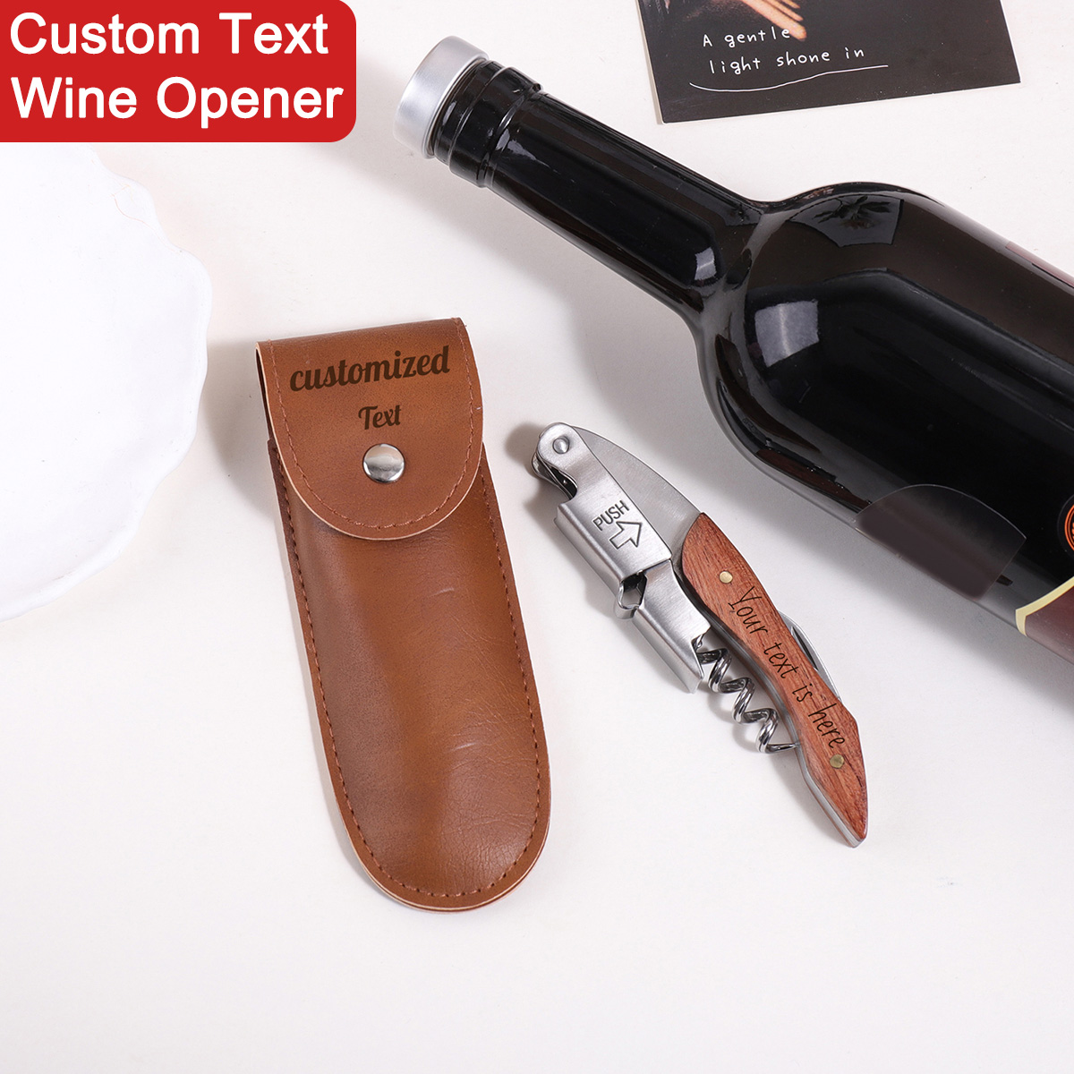 Wine Beer Name - فتاحة زجاجات خشبية مخصصة مع نقش