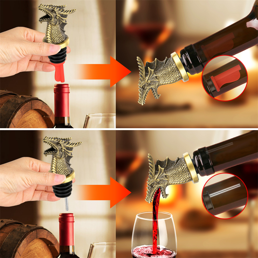 سدادة زجاجة نبيذ بتصميم التنين - مراجعة Wine Stopper Vacuum وسعره